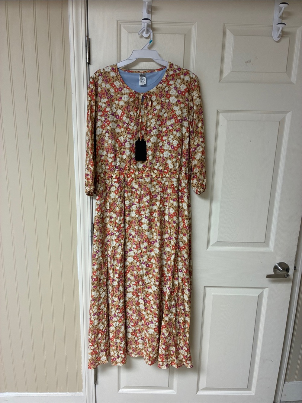 Floral Long Sleeve Maxi Dress - Cream & Pink Floral